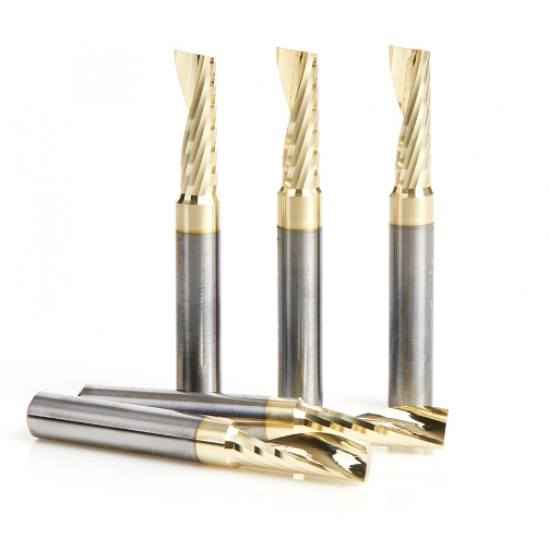 Juego 5 piezas broca CNC espiral aluminio ZrN Up-Cut 1/4 x 3/4 x 1/4  51377-Z-5